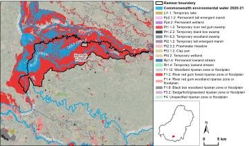 Extent of inundation by Commonwealth environmental water in the Barmah Forest Ramsar Site in 2020-21