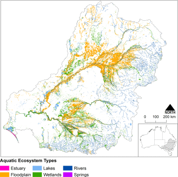 Map of aquatic ecosystems in the Murray-Darling Basin
