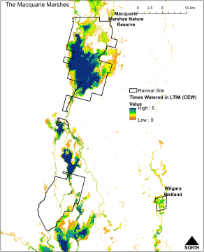 Frequency of environmental water in the Macquarie Marshes 2015-2019